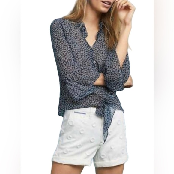 Anthropologie CHINO White Eyelet Embroidered Shorts 27 Relaxed Fit Summer - Picture 1 of 8